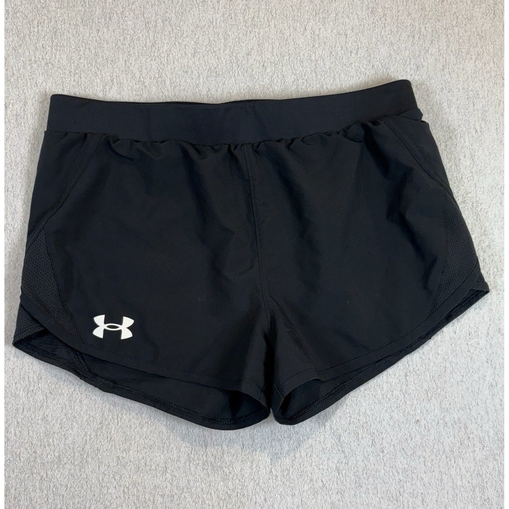 Under Armour Heatgear Shorts Youth‎ Large Black Loose Fit High Rise Logo Running